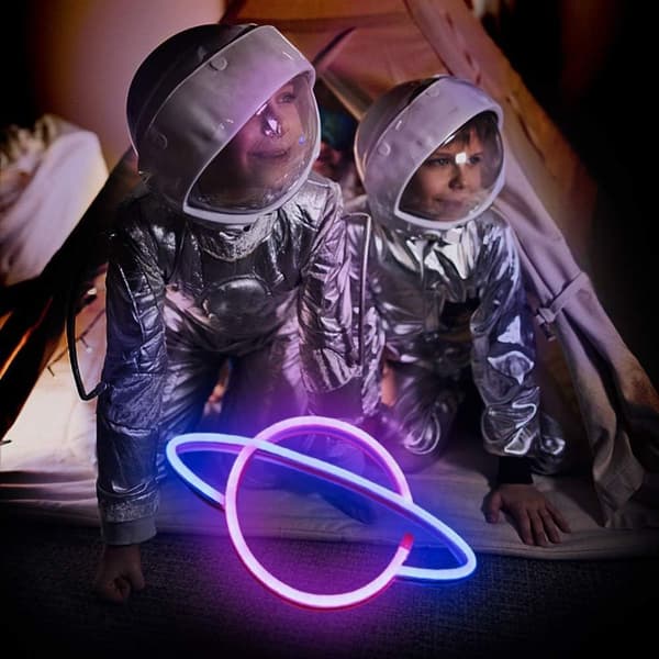 Planetljusskyltar - LED Planet Neonljus Rosa/Blå Planetskylt KLB