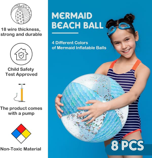 Havfrue strandballer 12 tommer bassengleker med luftpumpe item_package_quantity
