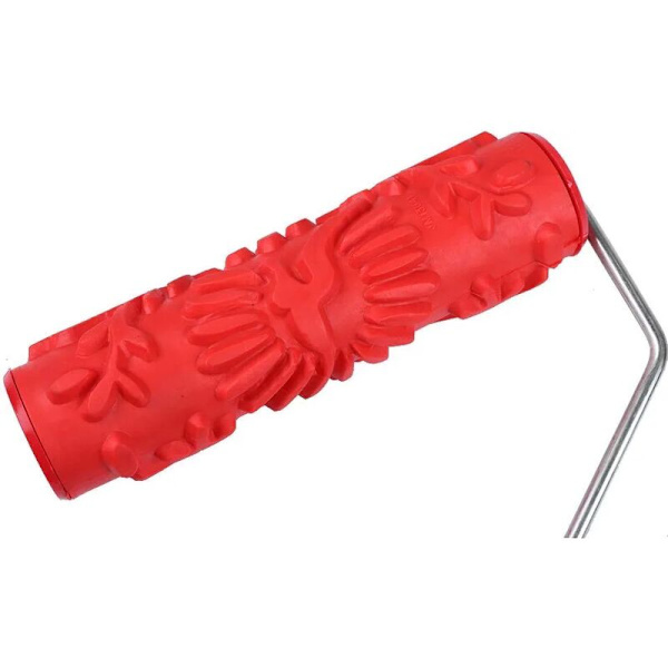 Wall Painting Tool Wall Pattern Tool Brush Tool Wall Relief Floral Pattern Paint Roller New Decorative Paint Roller Brush DIY Tool - Red