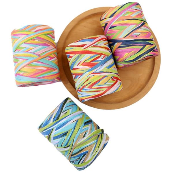 Färgglad pappersraffia dekorationsrep för presentförpackning DIY-hantverk bröllop födelsedagsfest jul, A