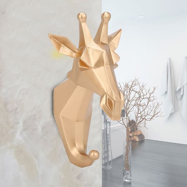 Resin Animal Shaped Bathroom Towel Hanger, Wall Mounted Hook for Clothes, Hats, Keys, Giraffe