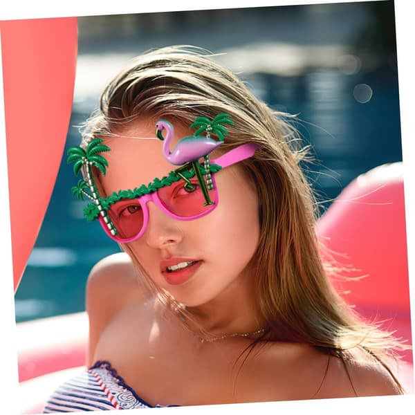 3-pack nyhetsfestglasögon Lättviktigt UV-skydd Flamingo- och kokosnötsträdsdesign