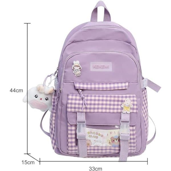 Kawaii Harajuku Rygsæk Sød Ternet Studenterrygsæk (Blå)