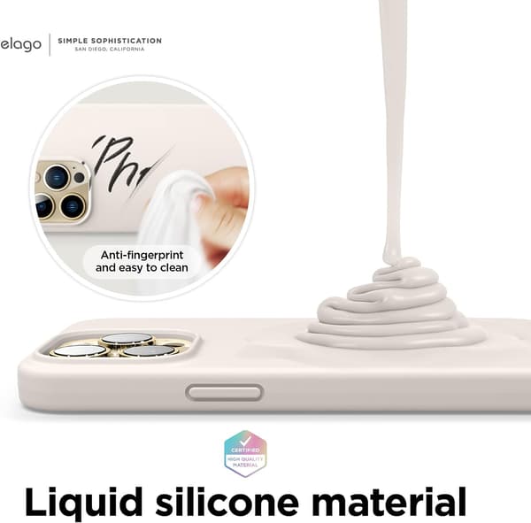 Flydende silikonecover kompatibelt med iPhone 13 Pro (6,1\"), Premium silikone, Fuld beskyttelse (Sten)