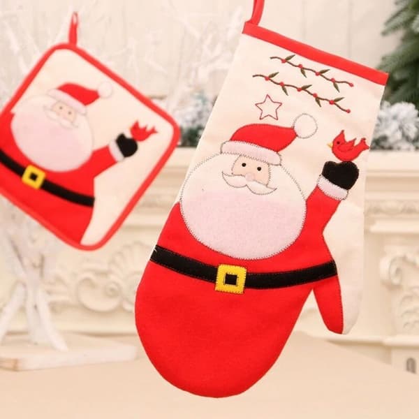 Christmas Placemat Oven Mitts Kitchen Insulation Mats Baking Tools Insulation Mat Christmas Decoration