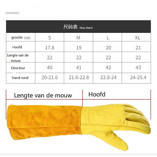1 par - Unisex havehandsker - Velegnet til beskæring af roser/brombær - Lang, tyk håndledsbeskyttelse i læder - (Kaffebrun) L
