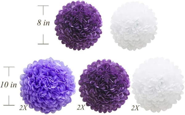 Lila 14-pack tyghängare för fester, bröllop, födelsedagar, C
