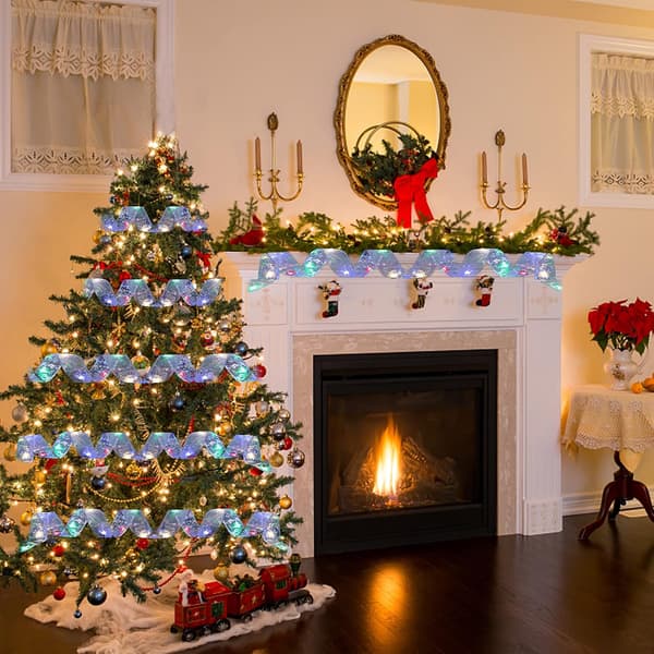 13ft/4m Silver Multicolor Ribbon Lights Battery Operated Christmas