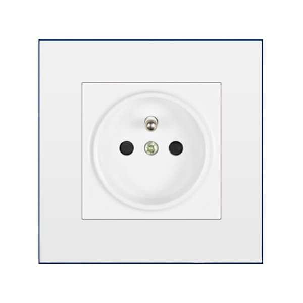 EU-stik 16A rundt fransk stik 2 huller 2P+E hvid panel type 86
