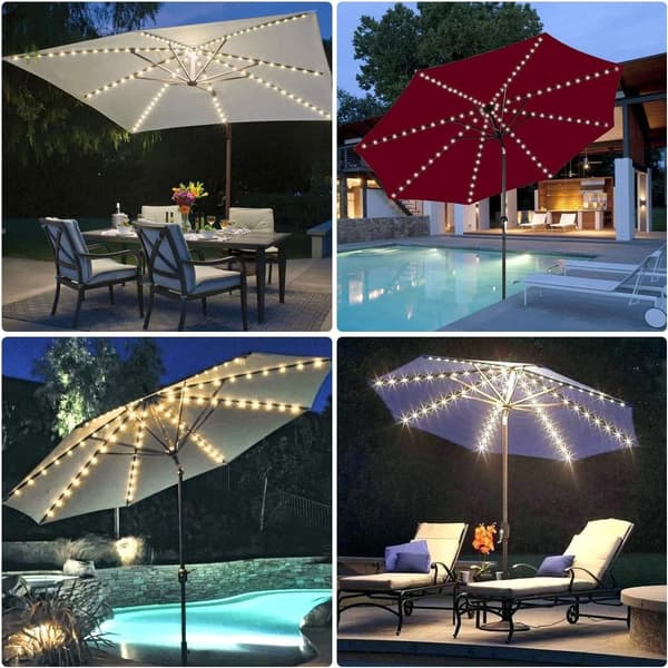 Waterproof 104 LED Battery Operated Umbrella Lights with Remote Control, 8 Lighting Modes (Warm White)