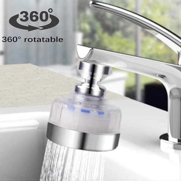 360° Rotating Faucet Filter Bathroom Faucet Filter Removes Heavy Metals Faucet Filter Cleaner with 2 Replaceable Filter Elements