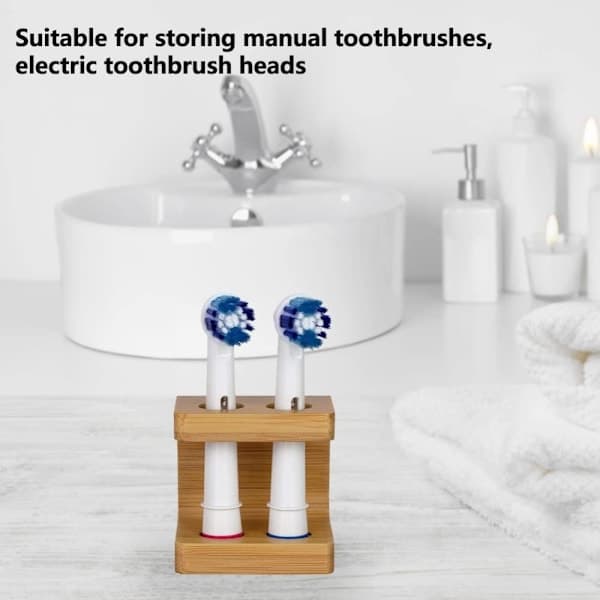 Toothbrush Head Holder Bamboo Storage Holder Slots Slots
