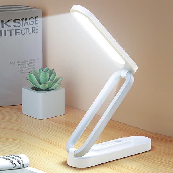 Foldable Cordless LED Desk Lamp - Dimmable Table Lamp with 3 Brightness Levels - USB Rechargeable