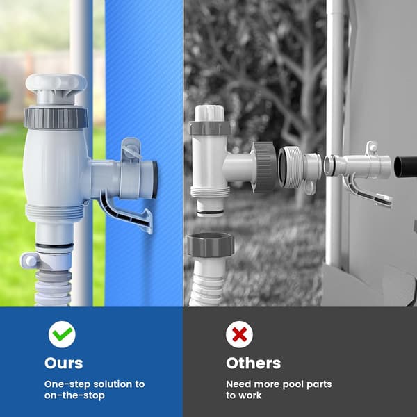 Pool Slangeadapter til Udskiftningsdele til Overjordiske Pools med On/Off Stempelventil og Poolrørsholder P