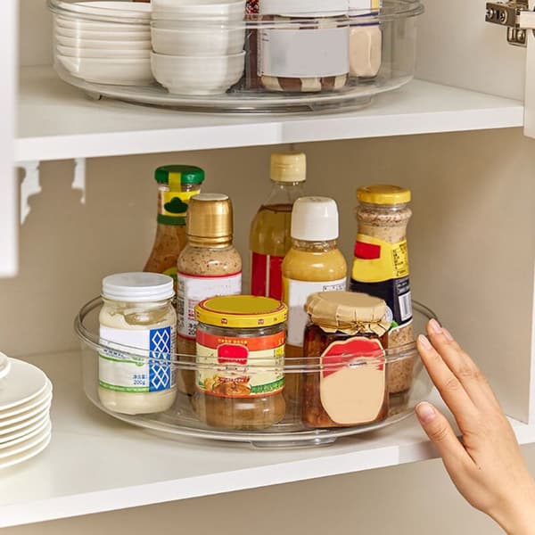 Storage Shelf, 11.5 inch Upgraded Transparent Turntable, Rotating Spice Storage for Kitchen, Dining Room, Refrigerator, Bathroom