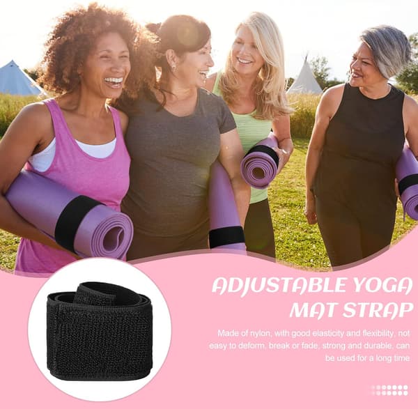 4 st nylon yogamattrem bungee-band för förvaring, svart