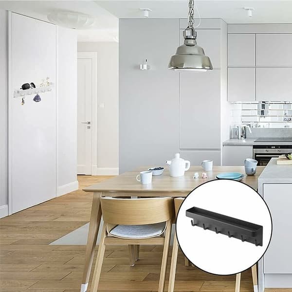Wall Key Holder, Stainless Steel Wall Key Holder with 6 Hooks, Rust-proof Wall Key Hanger without Drilling Key Holder for Entryway, Kitchen KLB