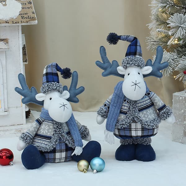 Blå stoffspisshatt langnese hjort julevindusdekorasjon figur ornament julepynt YH239933 YH239933