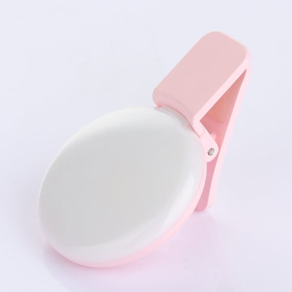 2 st Clip On Rund Universal LED-blixt för mobiltelefon/selfie (rosa)