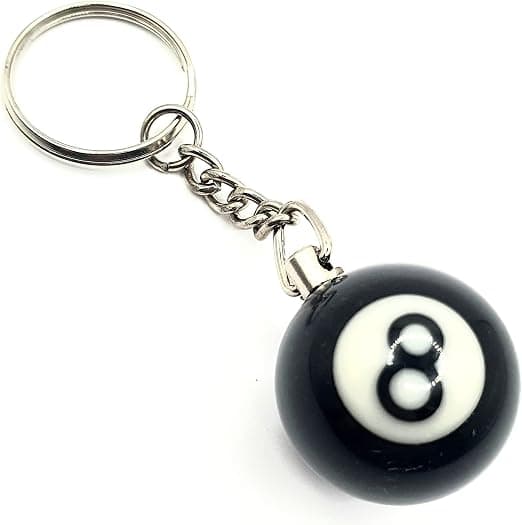 8 Ball Black Pool Ball Keychain Keyring
