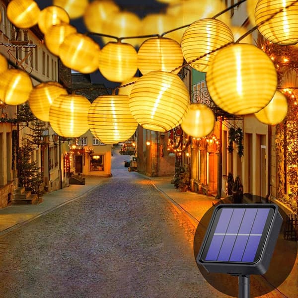 Udendørs solcellelyskæder 5m 20 LED-lanterner 8 tilstande vandtætte