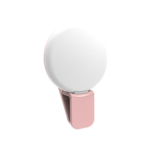 2 st Clip On Rund Universal LED-blixt för mobiltelefon/selfie (rosa)
