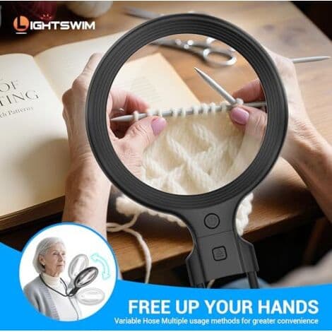 Neck Magnifier with Light for Precision Work, 5X Illuminated 138mm Pocket Magnifier for Reading Books