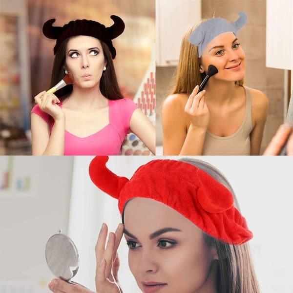Devil Horn Face Headband Facial Cleansing Headband Makeup Cosmetic Red