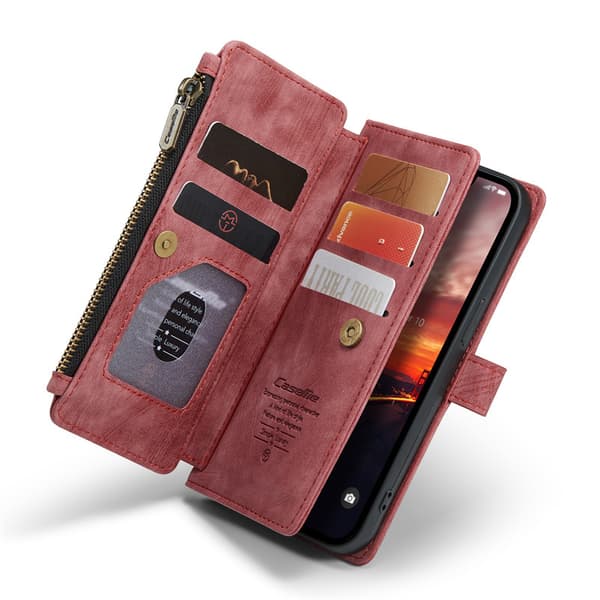 Rosa plånboksfodral för iPhone 13 [6,1 tum], Modernt slitstarkt PU-läder Magnetiskt Flip Lanyard