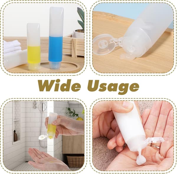 Empty Refillable Tubes, Small Liquid Containers, Travel Sizes for Toiletries, Suitable for Shampoo, Conditioner, etc., 6-Pack
