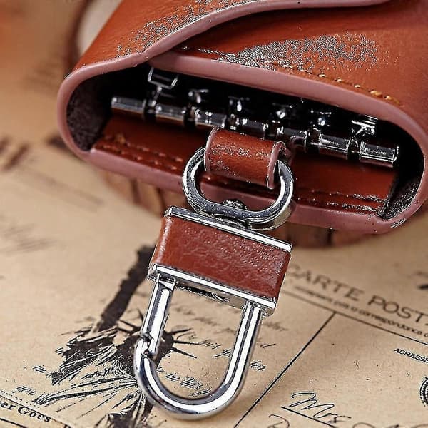 Leather Key Case, Cowhide Leather Key Bag for Men, Key Ring Card Holder Wallet_SZXM