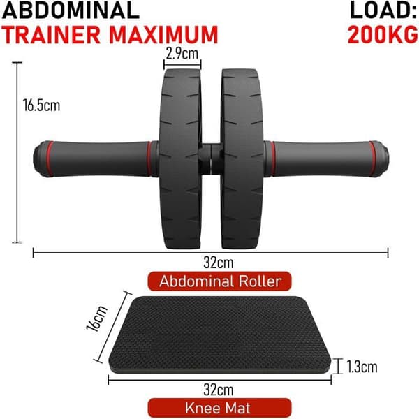 Professional Abdominal Wheel with Knee Pads, Non-Slip Surface, for Beginners and Experts, Abdominal Strengthening and Core Training
