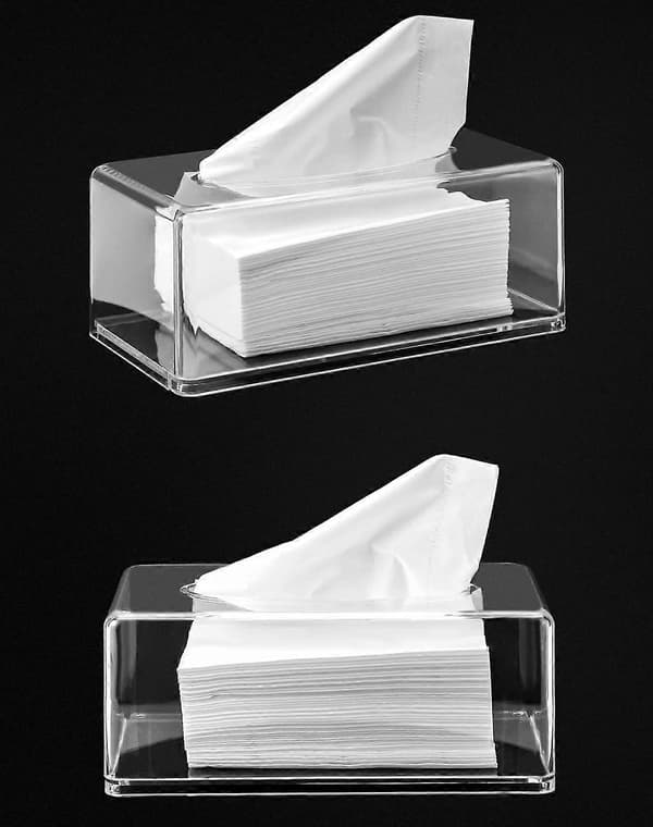 Akryl Tissue Box, Tissuehållare, Servettdispenser, Klar, För Placering I Sovrum, Badrum, Vardagsrum (22 x 12 x 9 cm)