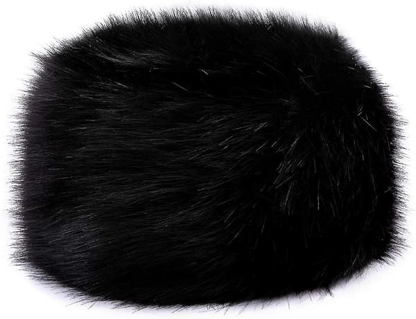 Faux Fur Hat, Russian Cossack Style, Black