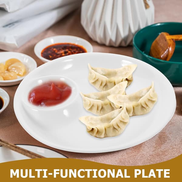 Ceramic serving platter with compartments and bowl for chips and dip, multifunctional and easy to clean