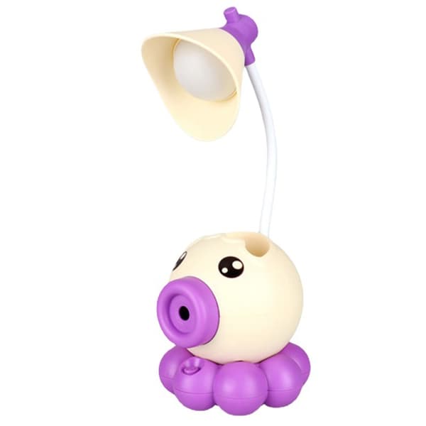 Violett skrivebordslampe, sød blæksprutteformet LED-skrivebordslampe sammenklappelig Mult