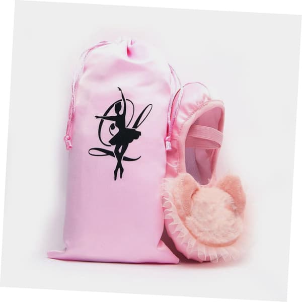 4 pcs satin drawstring ballet shoe bag large capacity foldable protective storage bag elegant pink