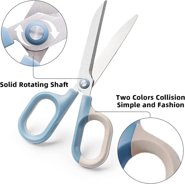 Multipurpose Scissors, Comfortable Handles, Sharp Shears for Office, Home, School, Crafts, Sewing, Fabric Supplies (6 Inch, Blue)