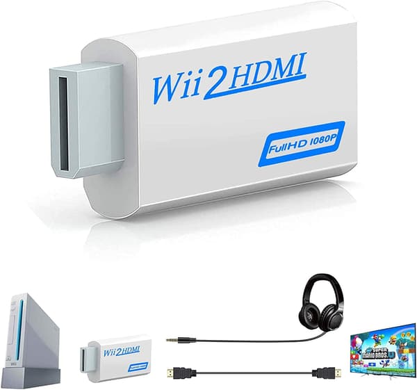Wii til HDMI-konverter, Full HD 1080P videoadapterkonverter med