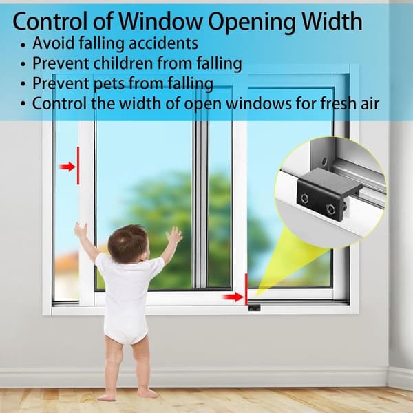 Window Lock, Sliding Window Lock with Key, Easy to Install, Adjustable Security Window Lock for Home and Bedroom Office (Black)