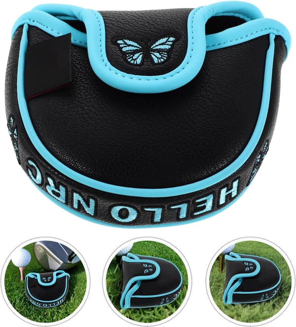 Golf Putter Cover Large Mallet Headcover with Butterfly Embroidery