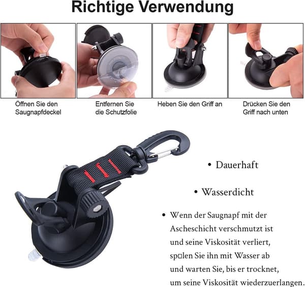 Suction Cup Anchor - Hooks, Car Mounting Hook, Camping Tarp, Tent Hanging Hook - Super Strong Suction - for Awning, Tent, RV