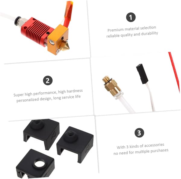 2 sæt printer Hotend Kit PTFE-rør og silikonesok til udskrivningstilbehør Ekstruder kompatibel