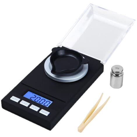 50g x 0.001g Precision Milligram Scale, Electronic Jewelry Scale with LED Display, Multifunctional, Kitchen, Pocket Size with Calibration Weights