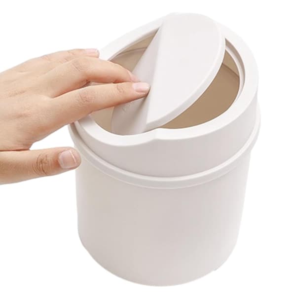 White Generic Tabletop Trash Can | Desktop Trash Can with Lid | Small Portable Tabletop Trash Can | Kitchen Trash Can For B