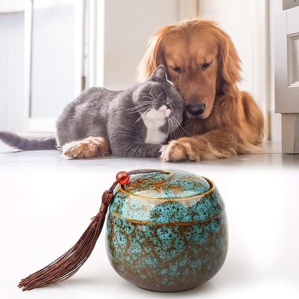 Pet Urn, Mini Urn for Dog and Cat, Ceramic Ash Storage Jar with Scented Powder
