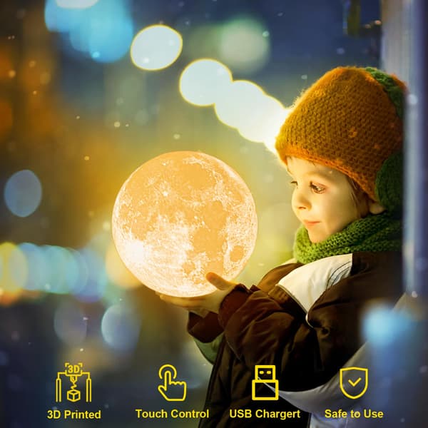 Moon lamp, moon lamp 3D printing moon lamp dimmable USB charging lamp
