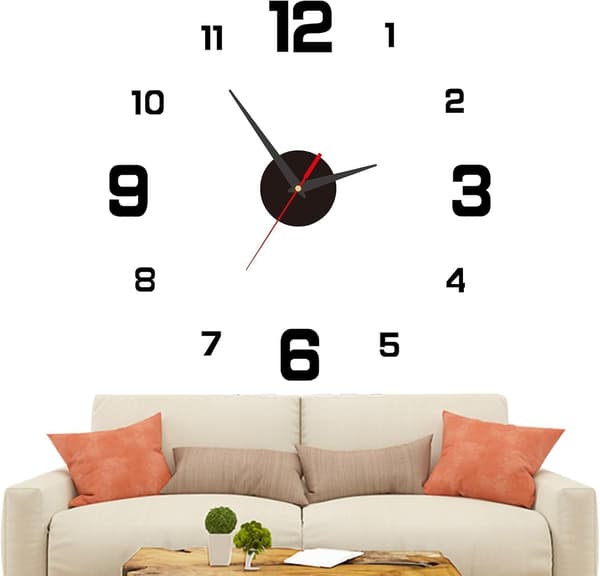 DIY Wall Clock 40cm, Modern Digital Wall Clock with Silent Movement, 3D Acrylic Design, Wall Decor for Living Room Bedroom