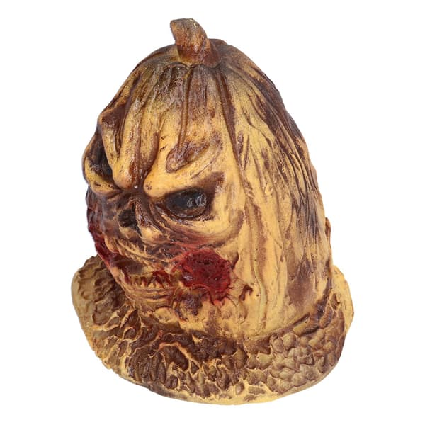 Skummelt gresskarhode-lampe i harpiks Halloween hjemmedekorasjon Halloween skulpturpynt#B