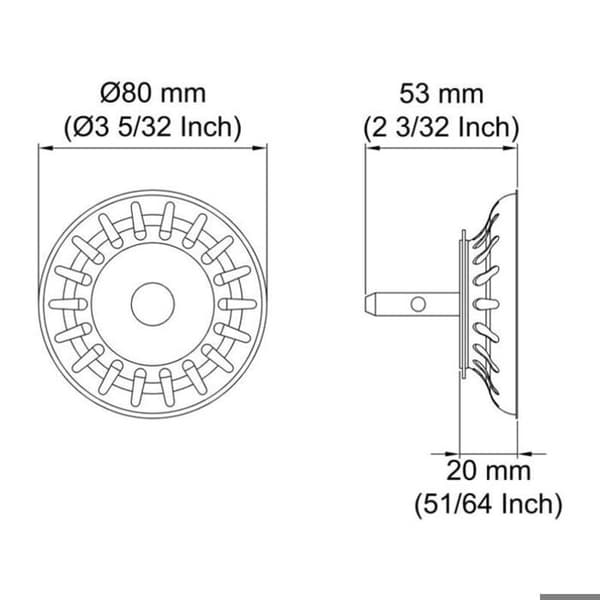 2 st Rostfritt Stål Diskbänksil Propp för Kök och Badrum Diskbänk Hål Sil Diameter 80mm PZCC